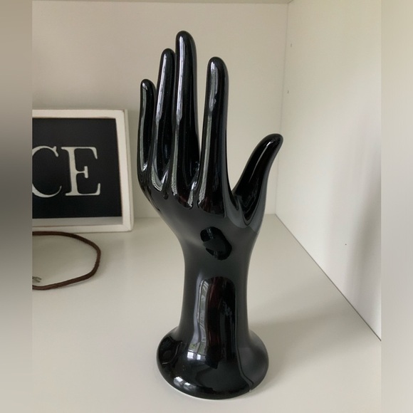 ABBOTT High Five Black Ceramic Hand Sculpture Figurine Decorative 9” BRAND NEW - Picture 1 of 13
